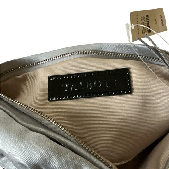 Talbots Chic Silver Satin Knot Clutch – Elegant Evening Bag | New with Tags - Picture 4 of 5